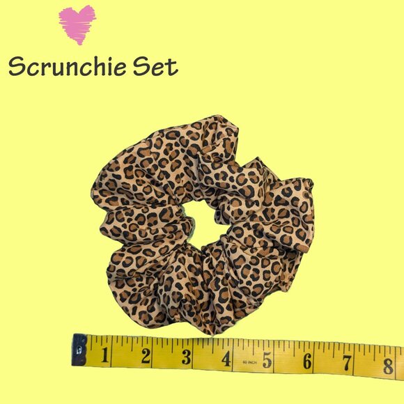 Leopard Print & Beaded Tweed Scrunchie Set - Picture 4 of 6